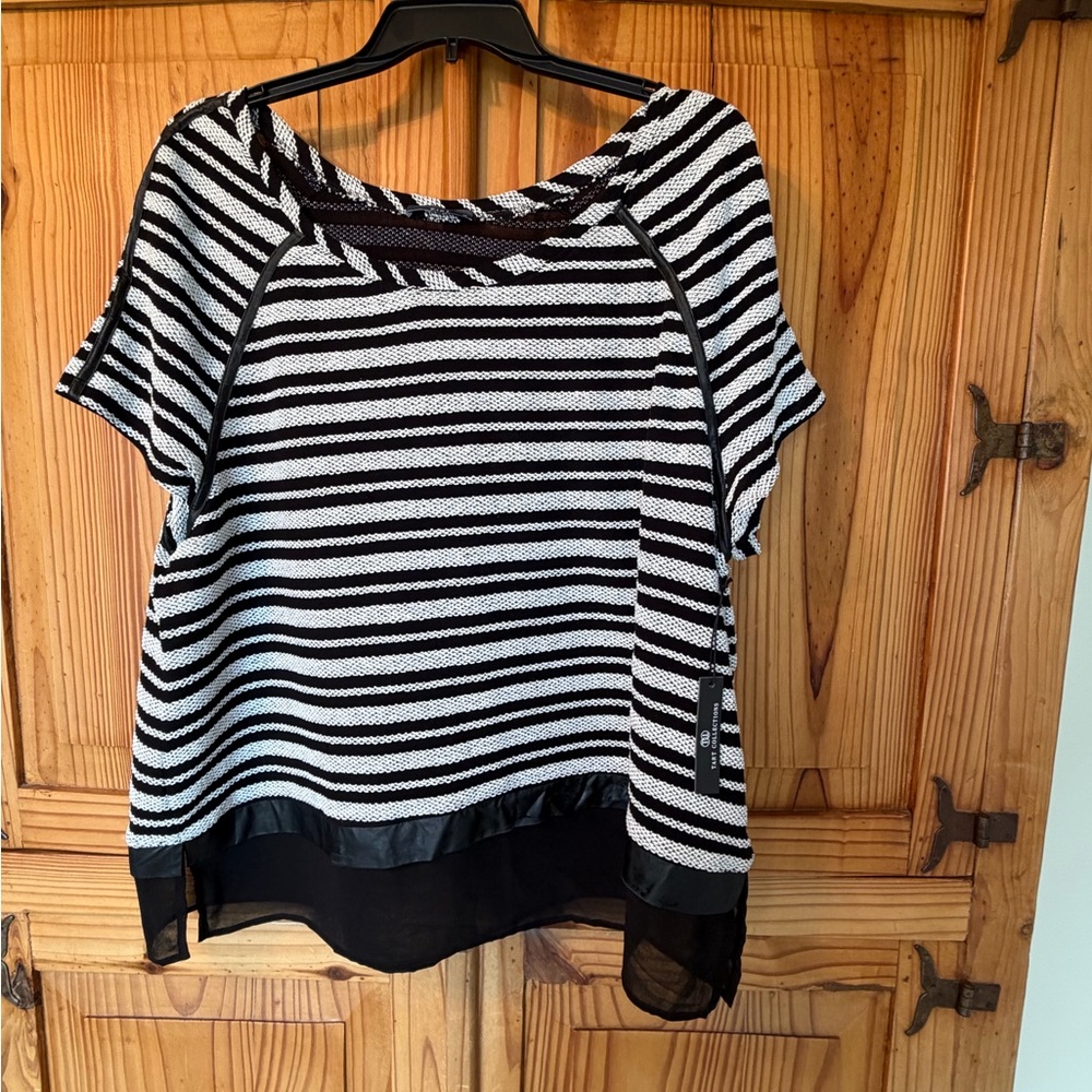 Plus Striped Black and White Women's Top